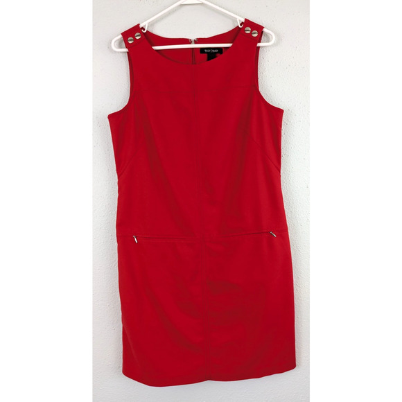WHBM sz 10 Sheath Dress red sleeveless stretch tank 3118 - Picture 1 of 6